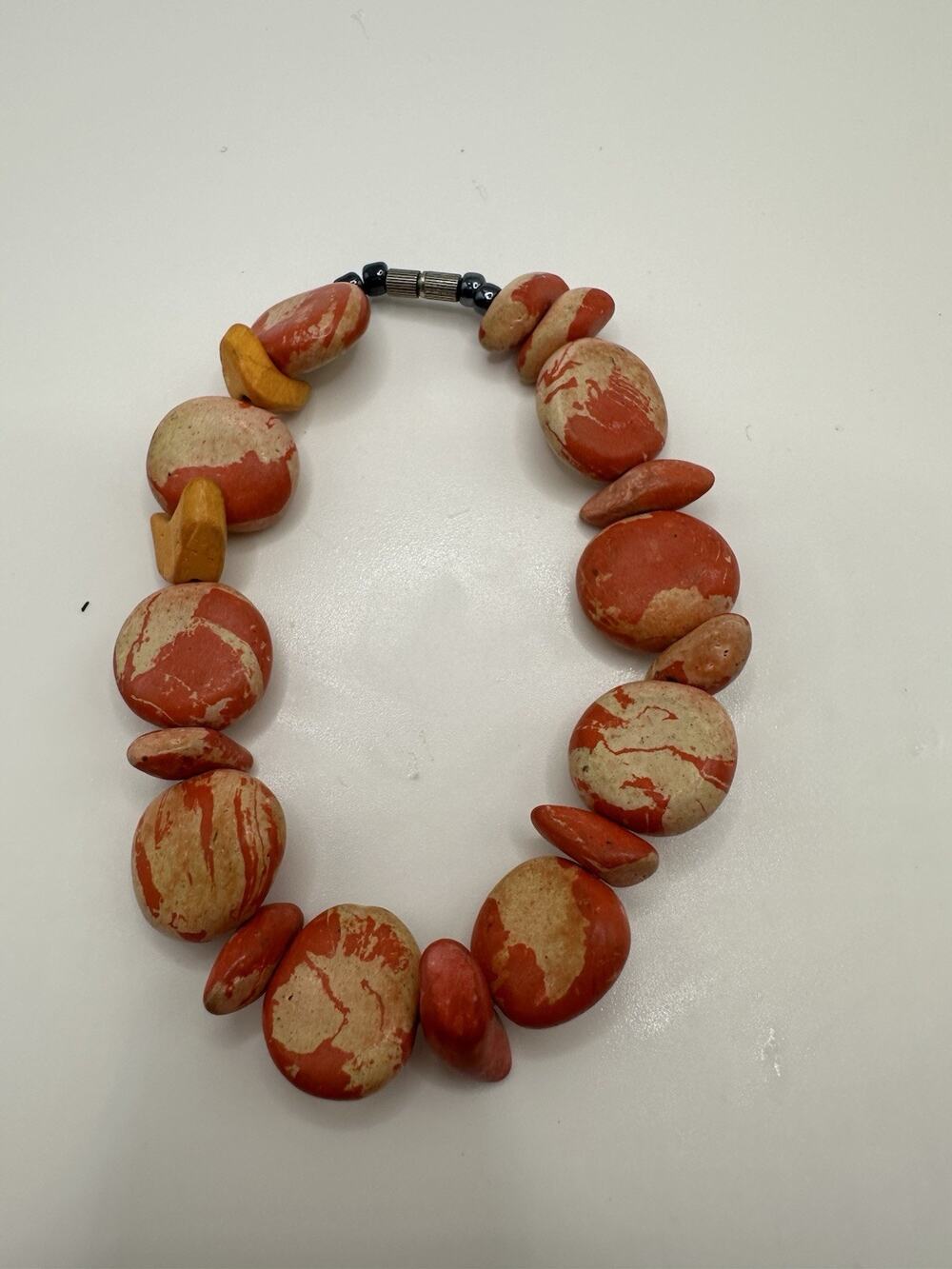 Vintage Red Stone Beaded Bracelet Size
